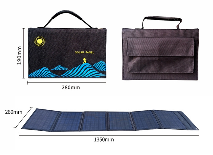 Portable Solar Panel Bag, Solar Charger, Power 12W, 15W, 20W, 30W, 40W, 50W, for Outdoors Camping Hiking Cycling, charging for iPad, iPhone, other digital products